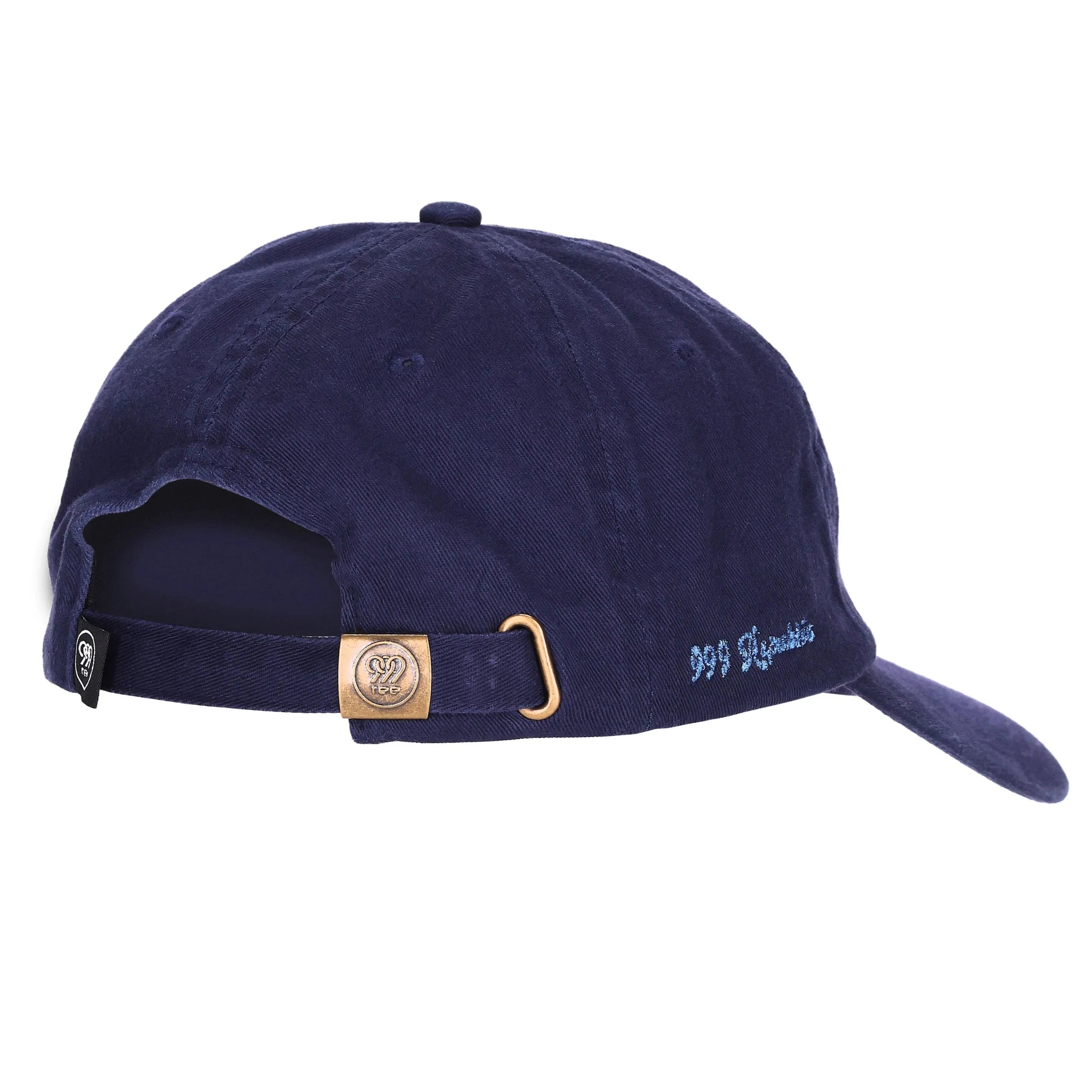 999Republic logo embroidered with Blue Metallic Thread on a Navy coloured Dad cap.